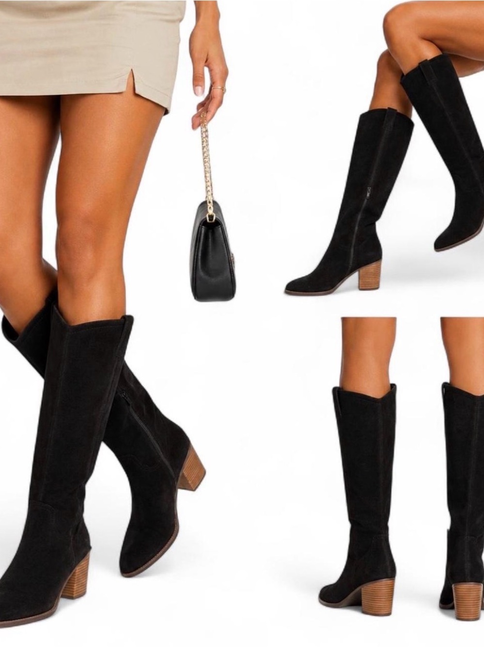 Lucky Brand Bonnay Black Suede Knee-High Boots – Size 6.5W